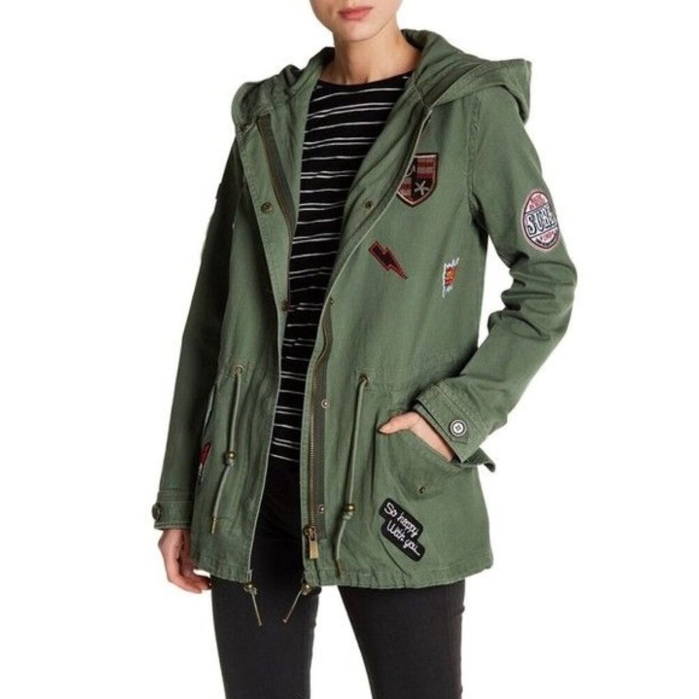Size M Bagatelle Olive Patch Field Jacket Drawstr… - image 1